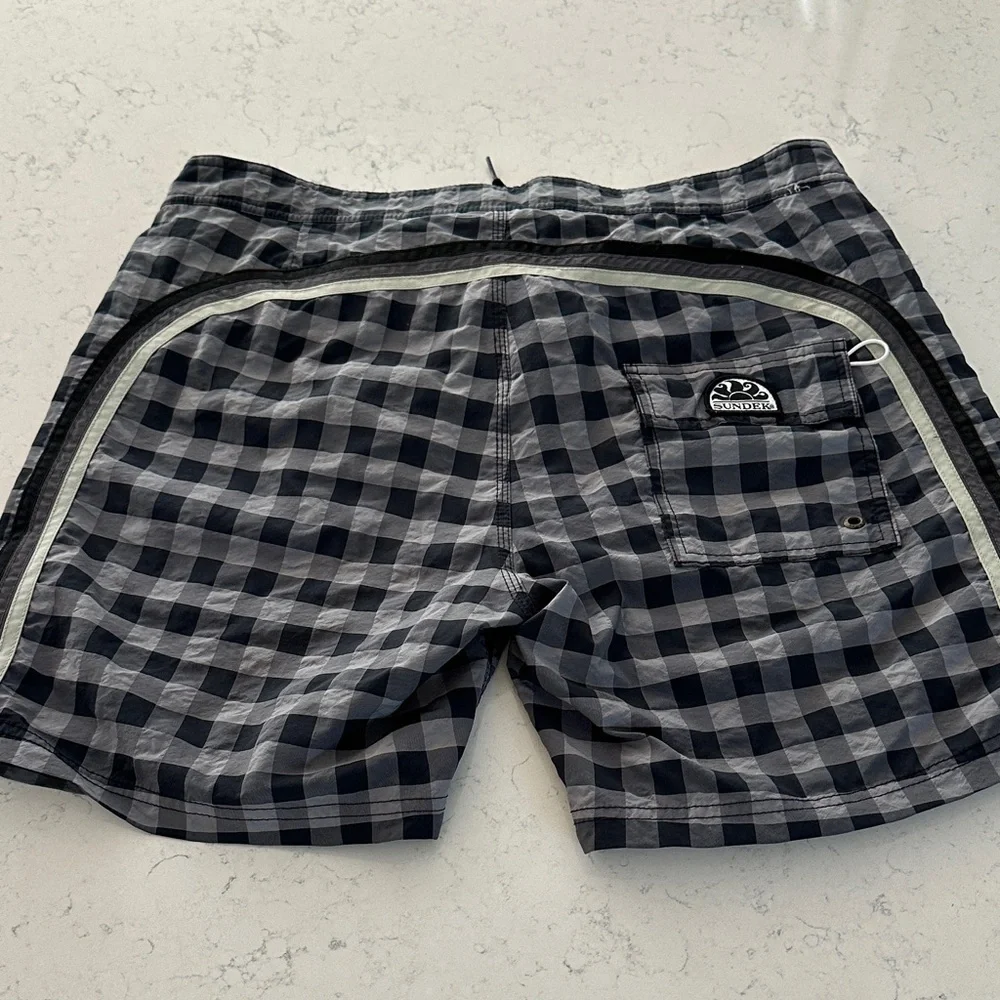 Sundek Black & Gray Gingham Men’s Swim Shorts